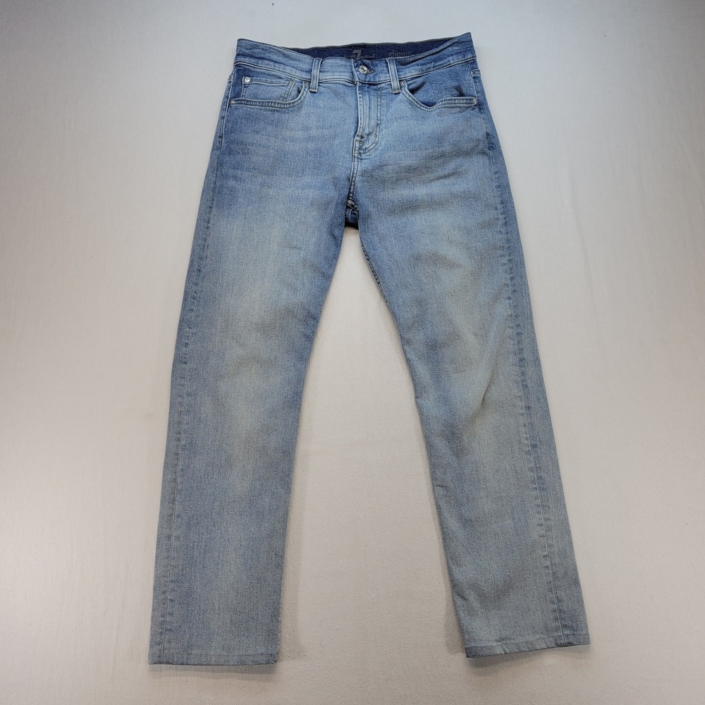 7 For All Mankind Slimmy Jeans Mens 31 Light Wash Slim Fit Denim Stretch